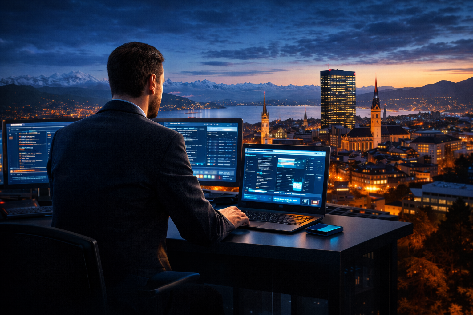Consultant IT analysant missions IT Suisse depuis bureau à Zurich