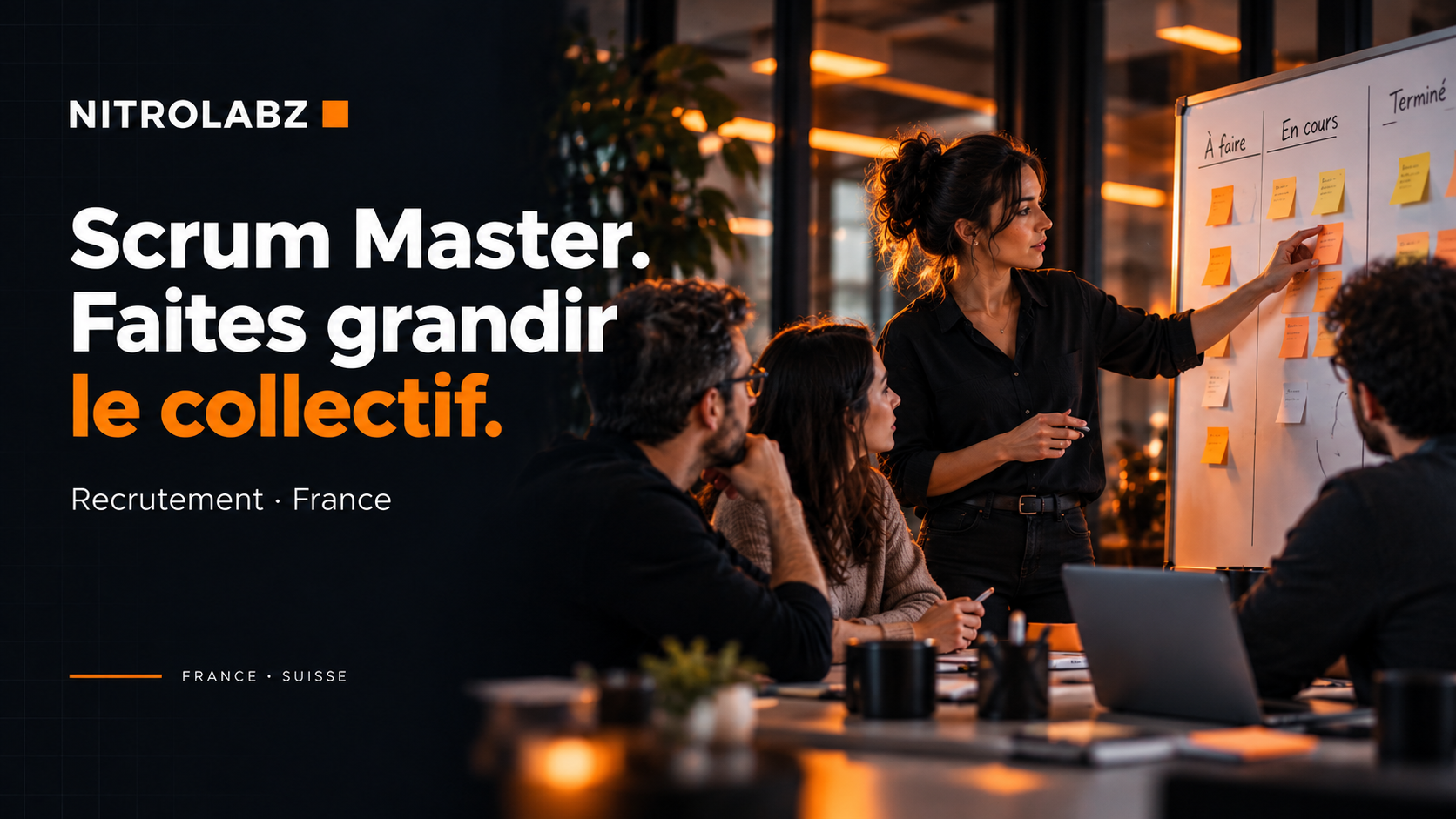 Un Scrum Master facilite la planification d'un sprint avec son équipe.